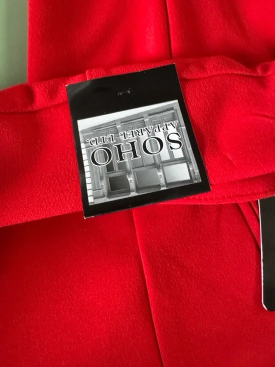 SOHO Apparel Red Slim Ankle Pants Zip Pocket Stretch Career Chic Size M NWT - Picture 10 of 13